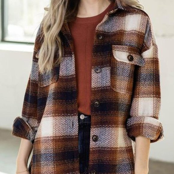 She + Sky Plaid Shacket - Picture 1 of 4